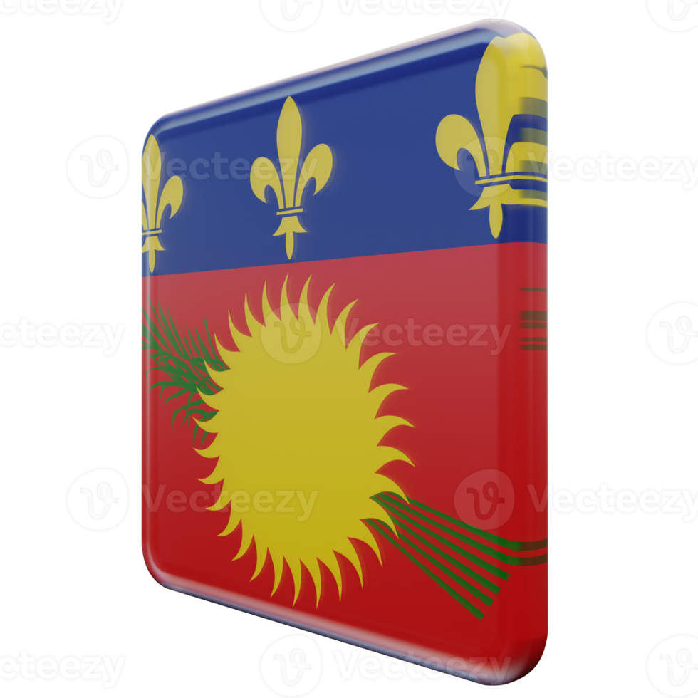 Guadeloupe Right View 3d textured glossy square flag png