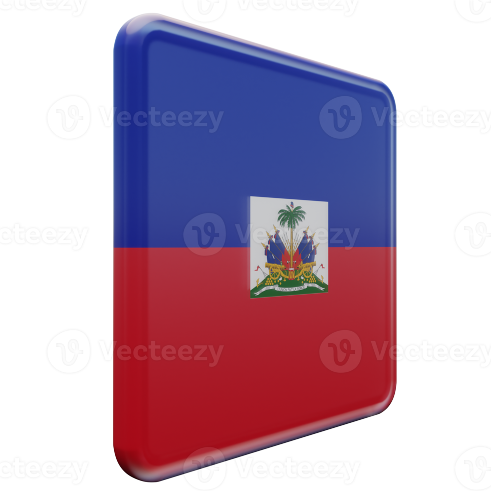 haiti vänster se 3d texturerad glansig fyrkant flagga png