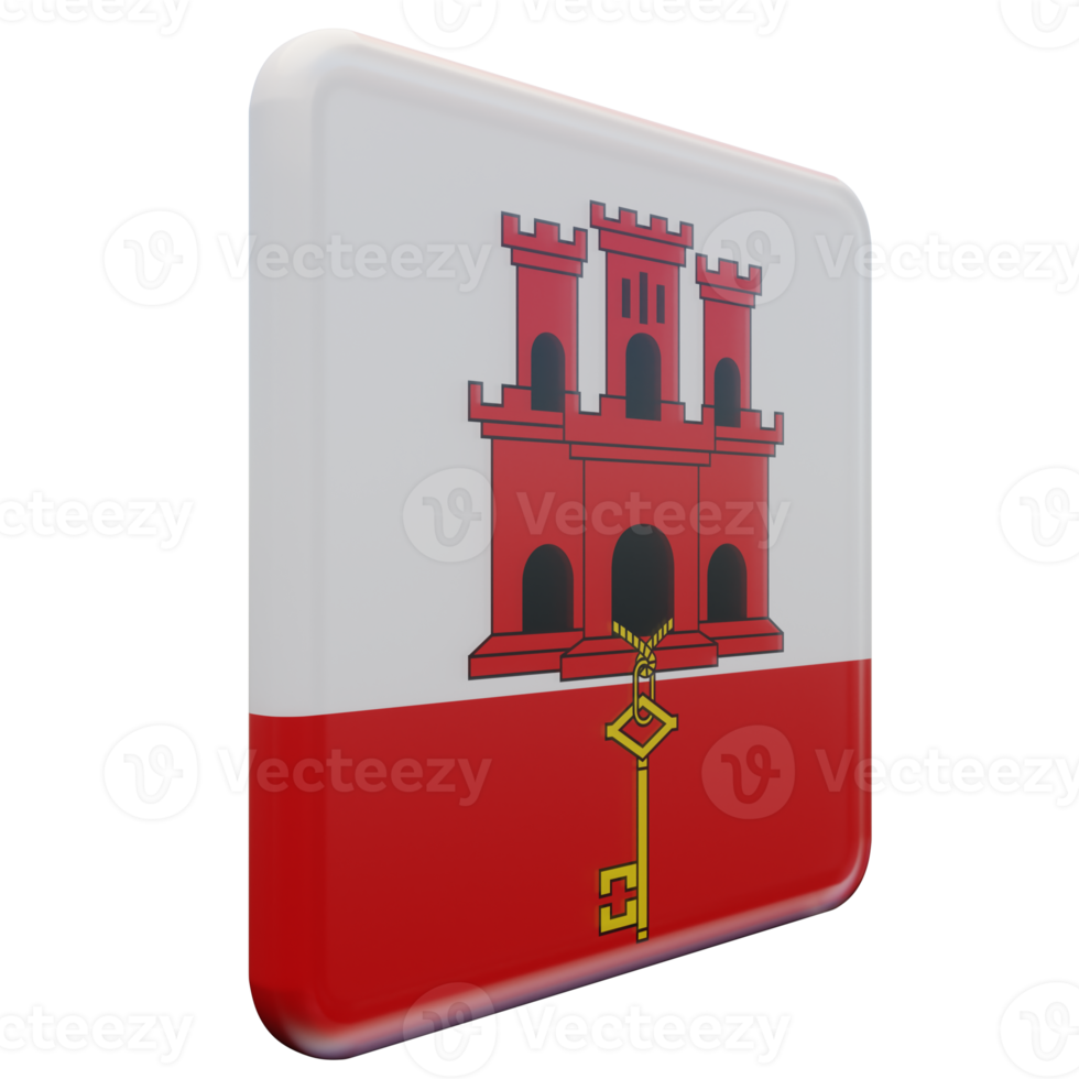 Gibraltar Left View 3d textured glossy square flag png