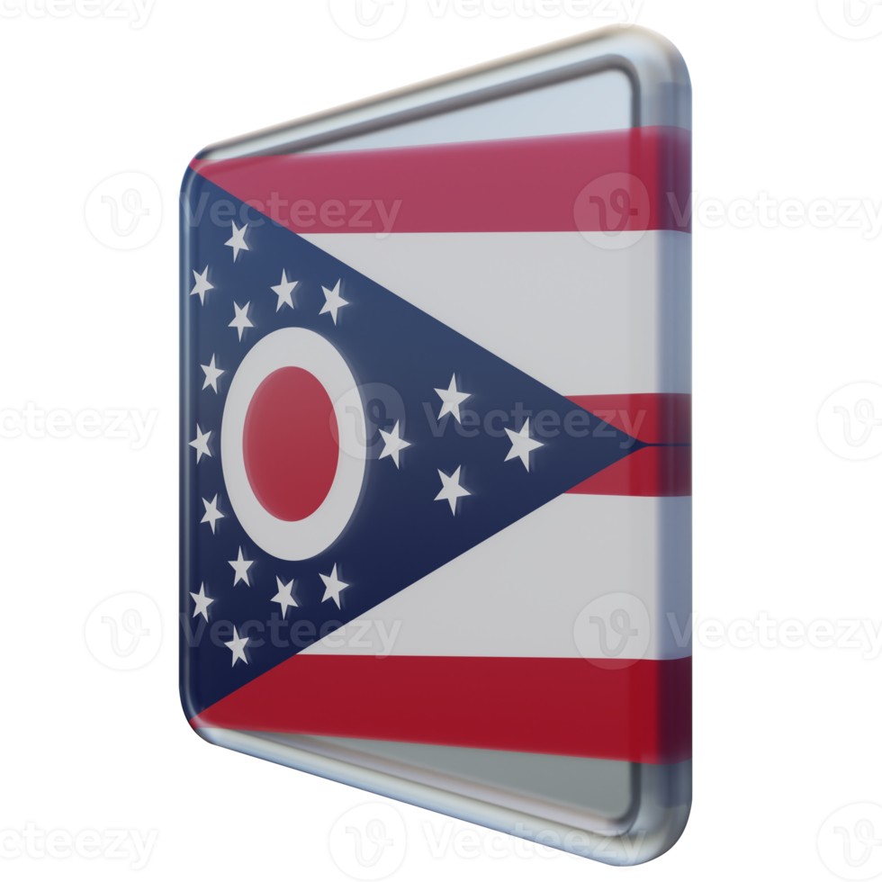 Ohio Right View 3d textured glossy square flag png