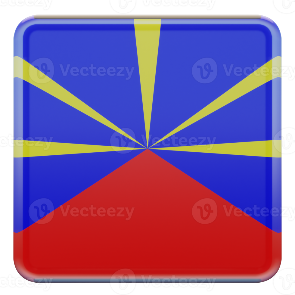 Reunion Radiant Volcano 3d textured glossy square flag png