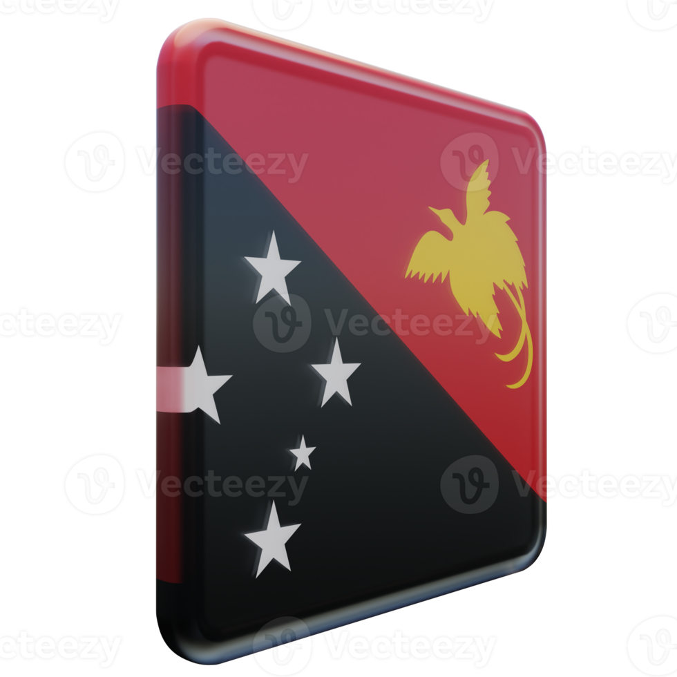 Papua New Guinea Left View 3d textured glossy square flag png
