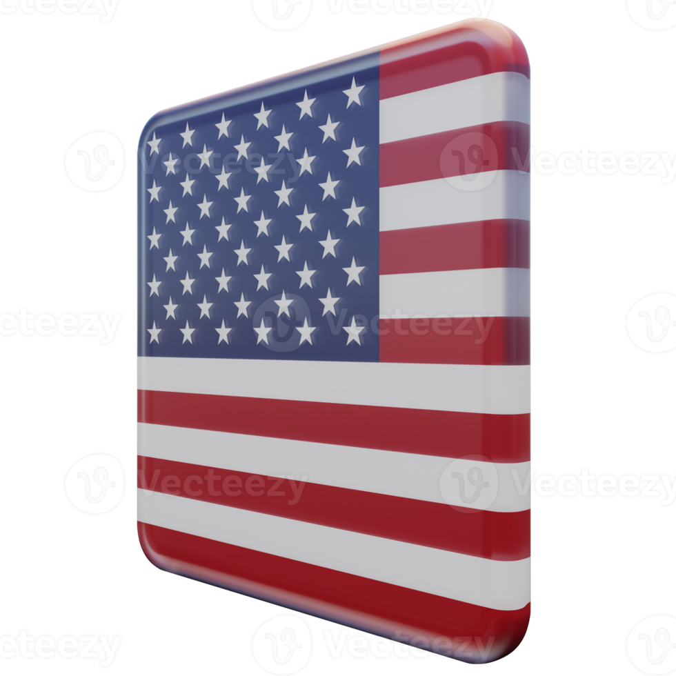 United States Right View 3d textured glossy square flag png