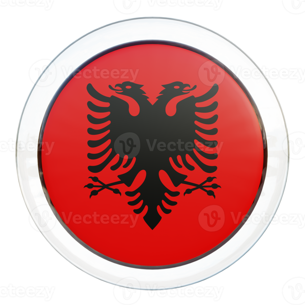 Albania 3d textured glossy circle flag png