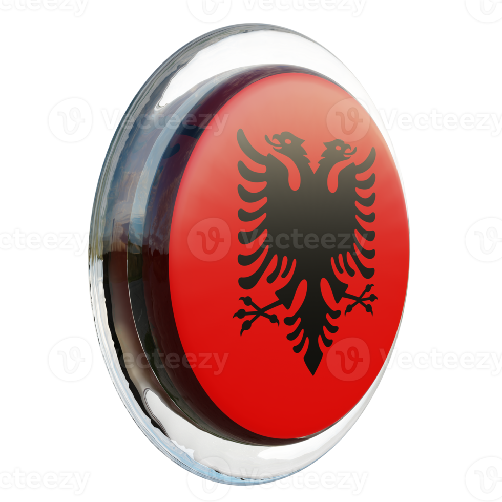 Albania Left View 3d textured glossy circle flag png