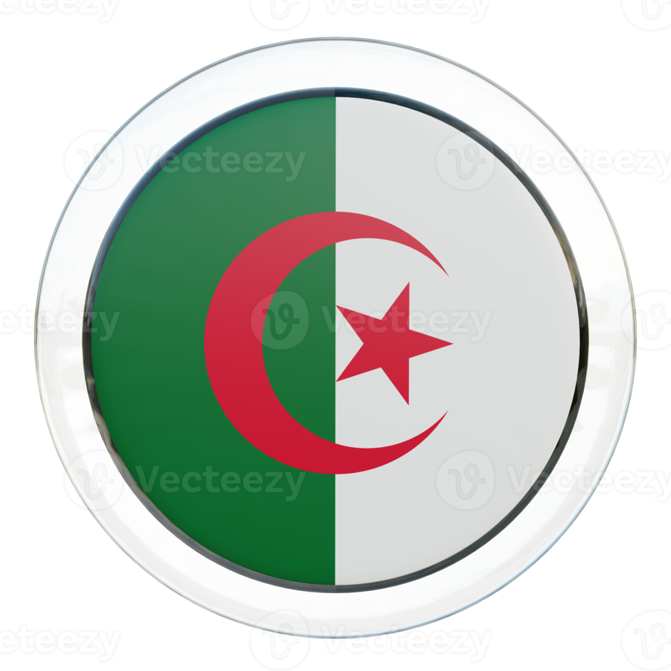 Algeria 3d textured glossy circle flag png