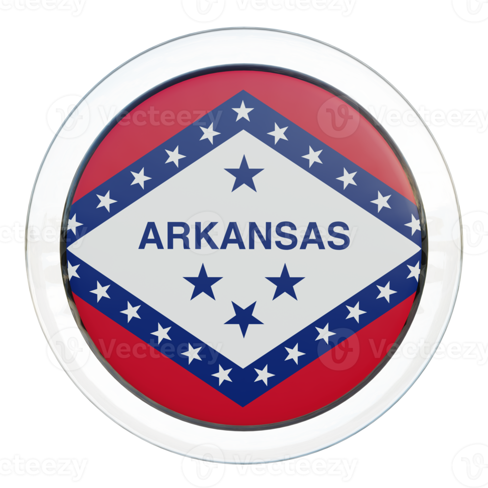 Arkansas 3d getextureerde glanzend cirkel vlag png