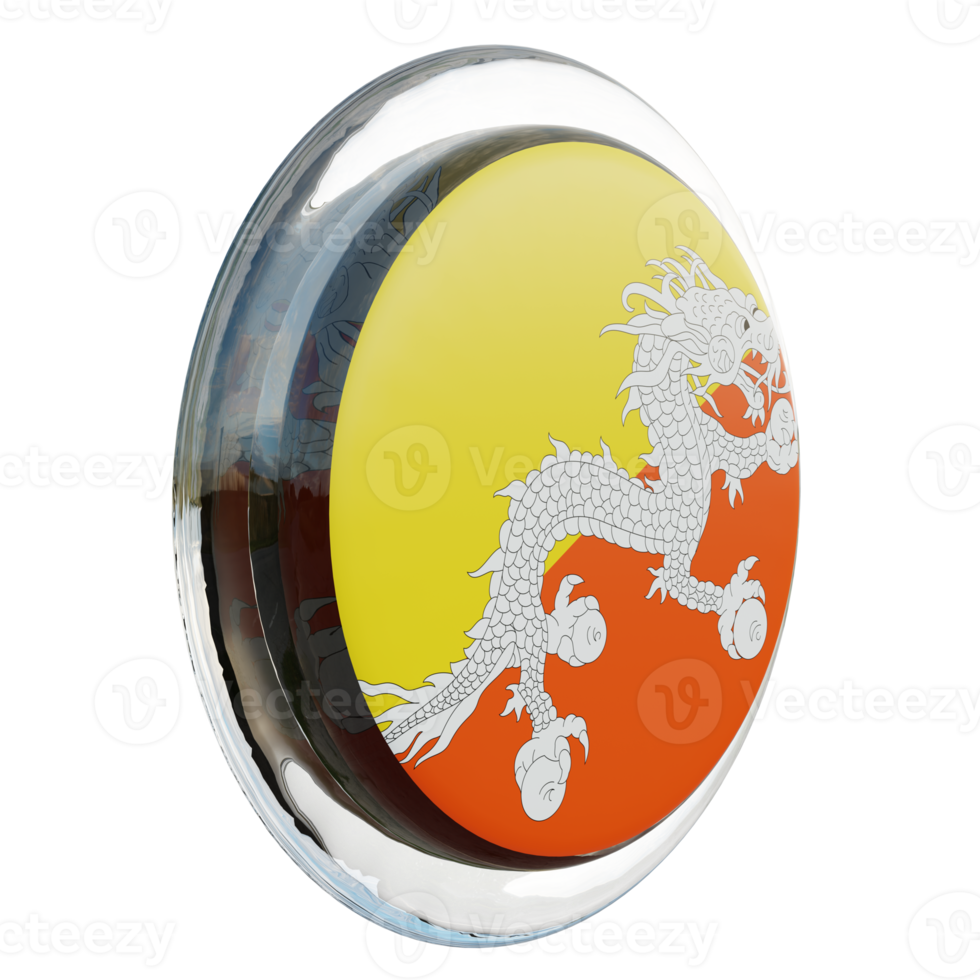 Bhutan Left View 3d textured glossy circle flag png