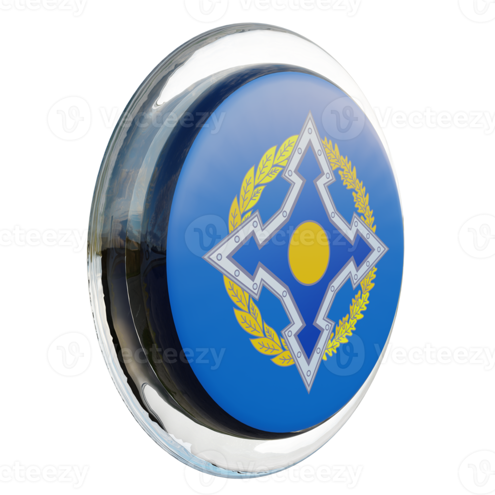 Collective Security Treaty Organization Left View 3d textured glossy circle flag png