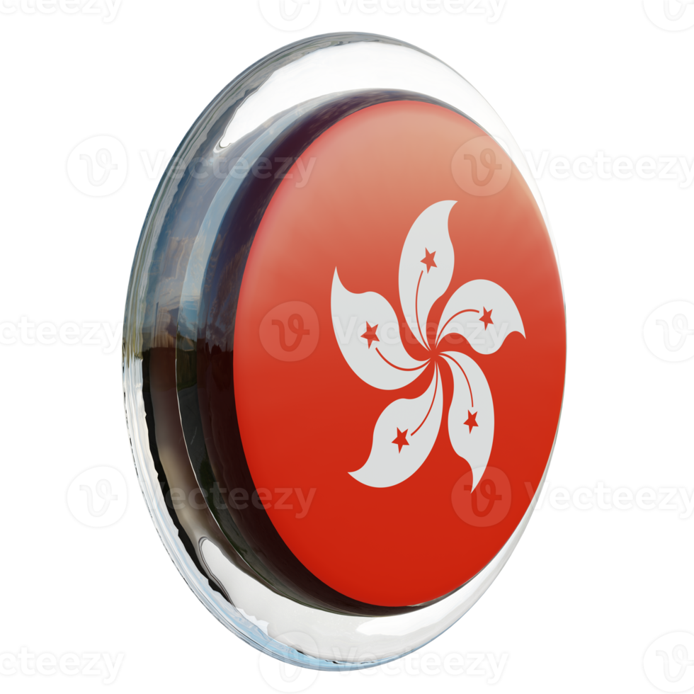 Hong Kong Left View 3d textured glossy circle flag png