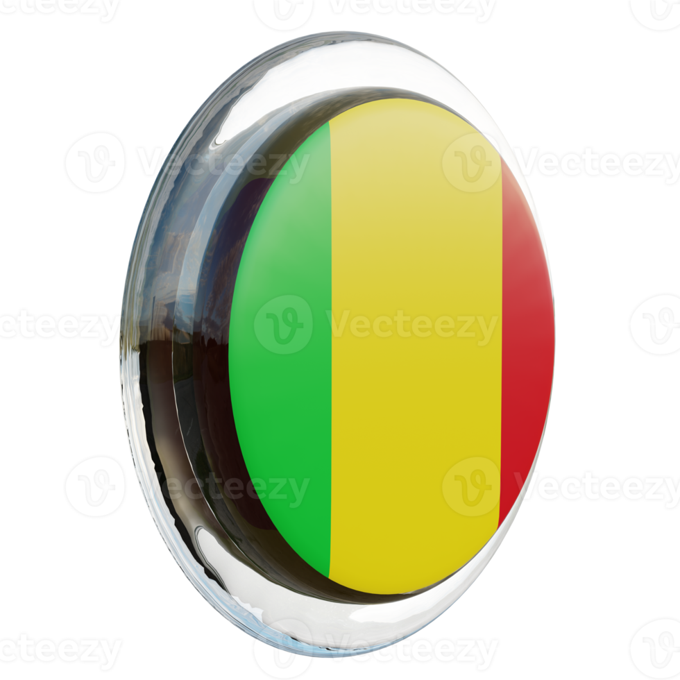 Mali Left View 3d textured glossy circle flag png