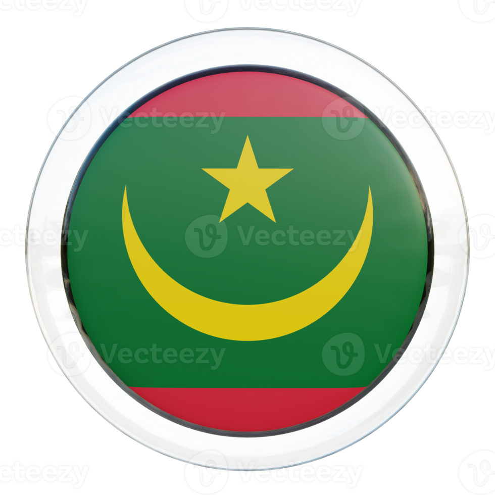 Mauritania 3d textured glossy circle flag png