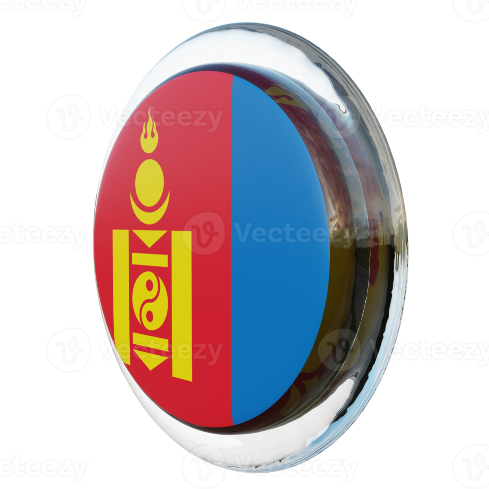 Mongolia Right View 3d textured glossy circle flag png