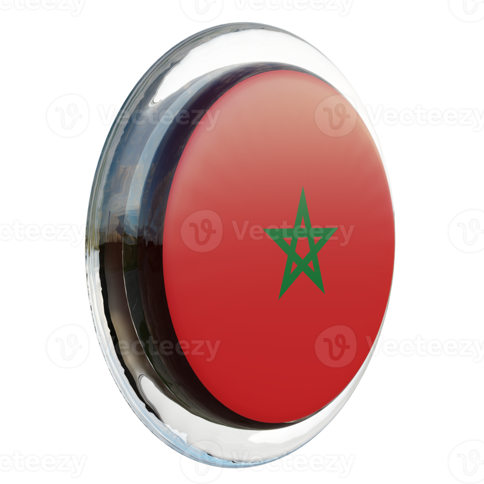 Morocco Left View 3d textured glossy circle flag png