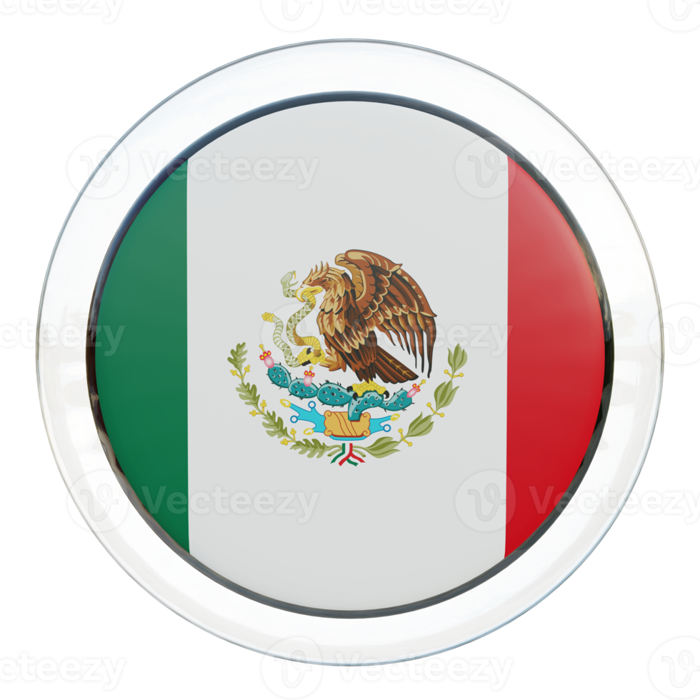 Mexico 3d textured glossy circle flag png