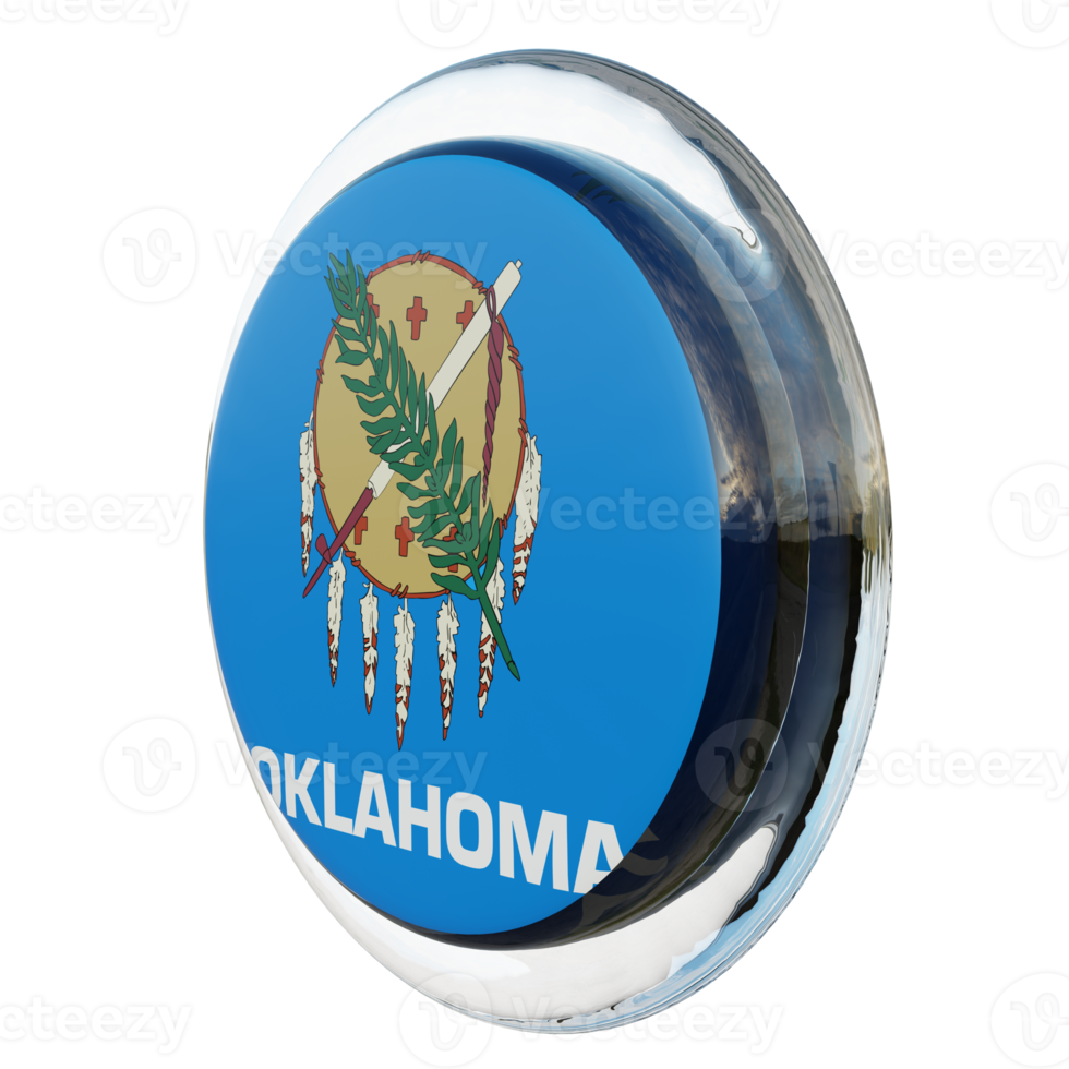 oklahoma vista direita bandeira de círculo brilhante texturizado 3d png