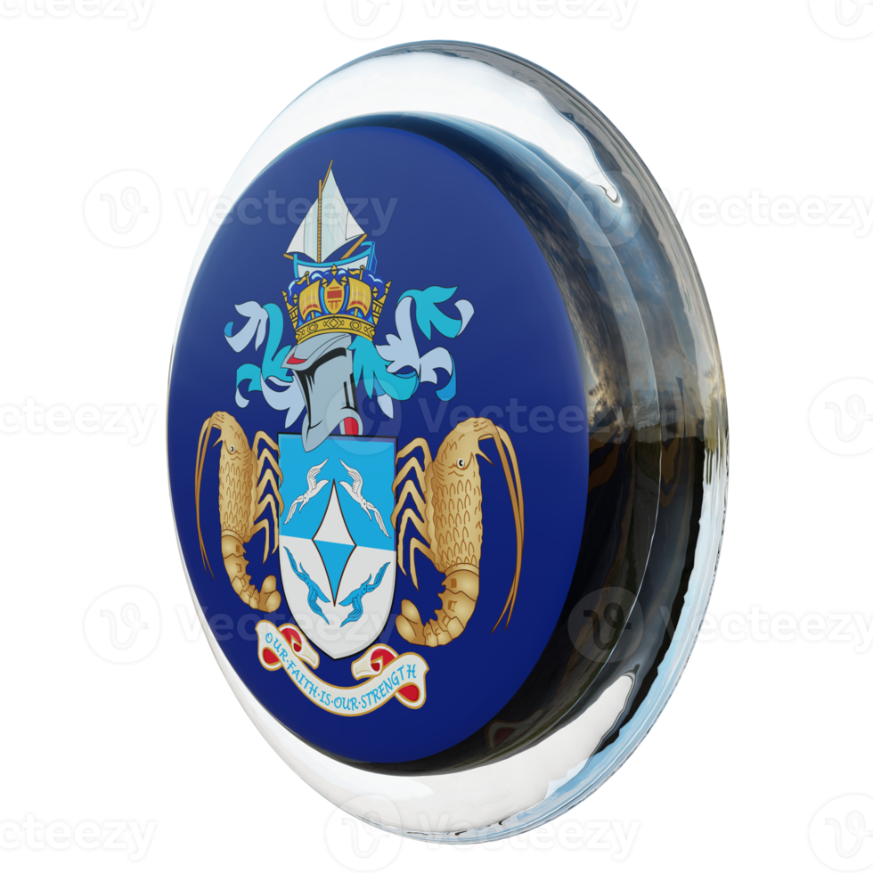 Tristan da Cunha Right View 3d textured glossy circle flag png