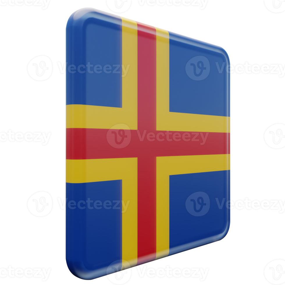 Aland Left View 3d textured glossy square flag png