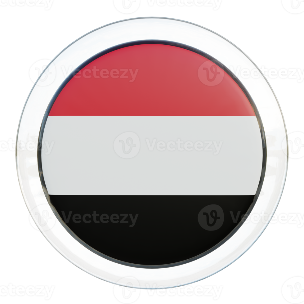bandeira de círculo brilhante texturizado 3d do iêmen png