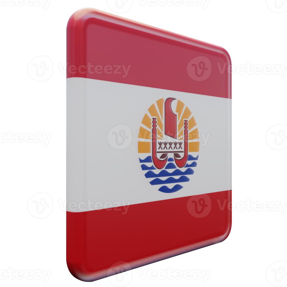 French Polynesia Left View 3d textured glossy square flag png