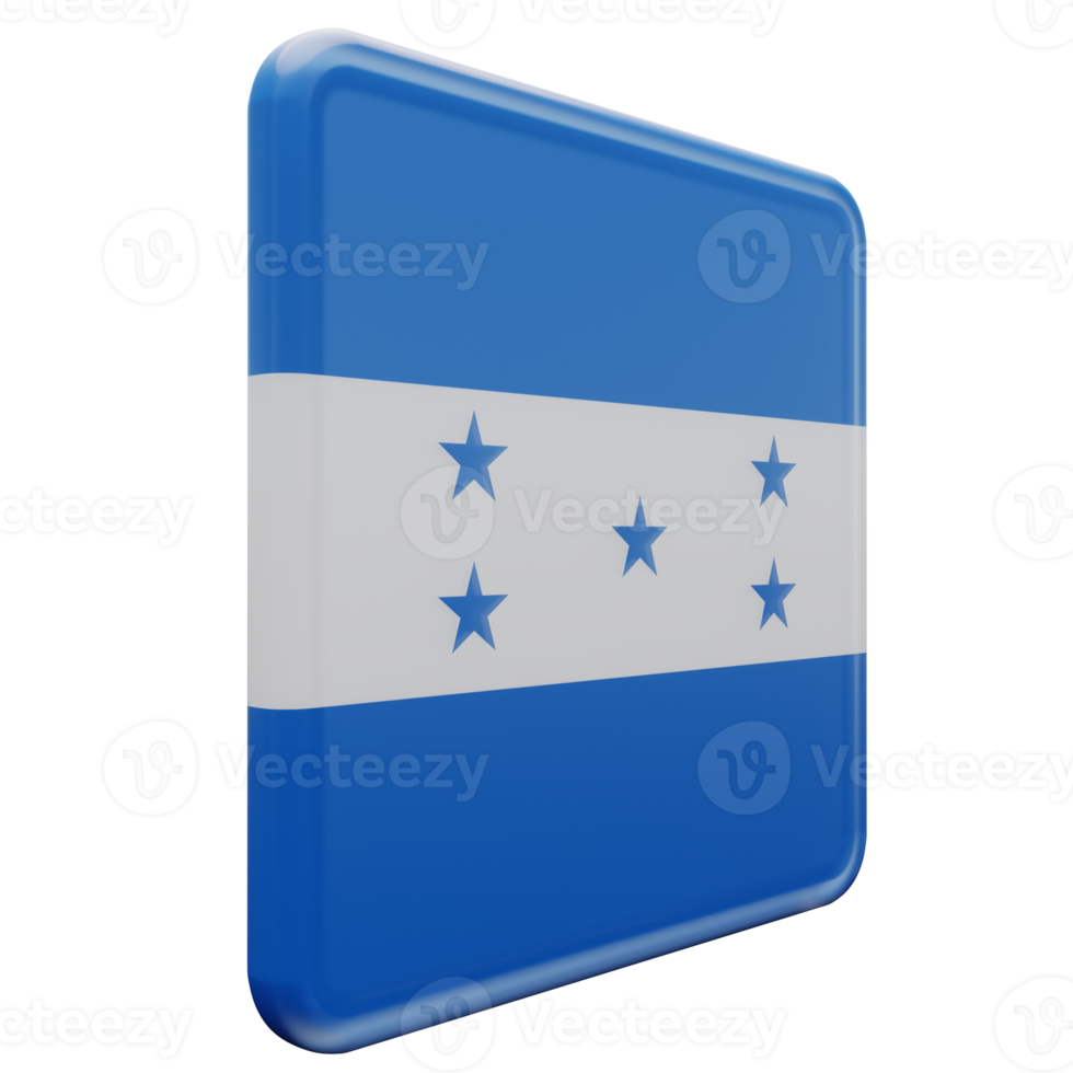 Honduras links visie 3d getextureerde glanzend plein vlag png