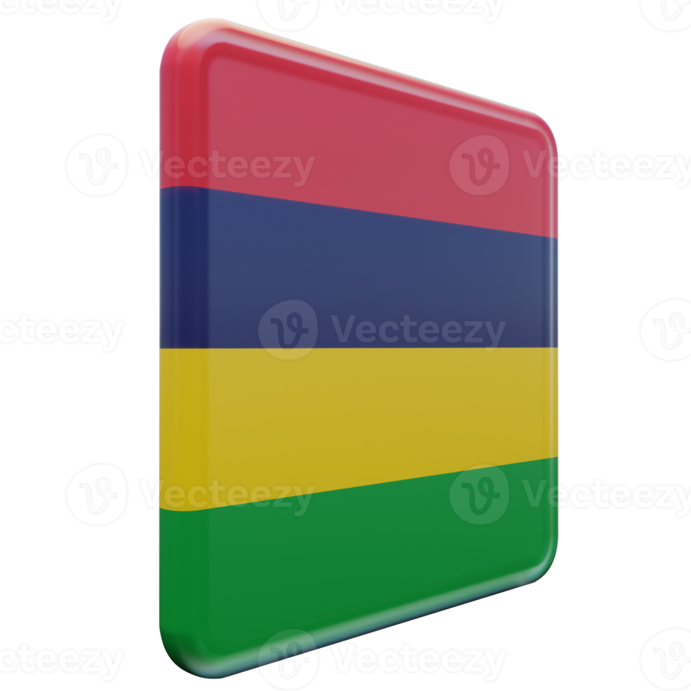 Mauritius Left View 3d textured glossy square flag png