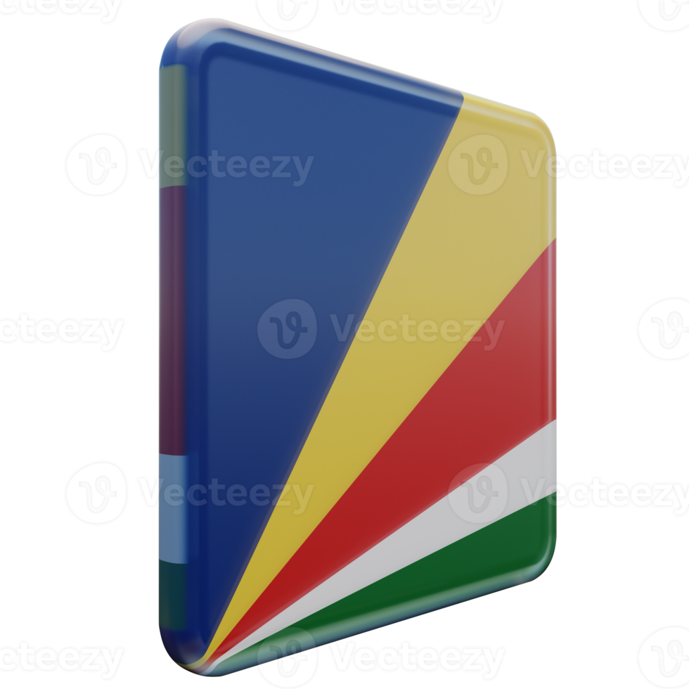 Seychelles Left View 3d textured glossy square flag png