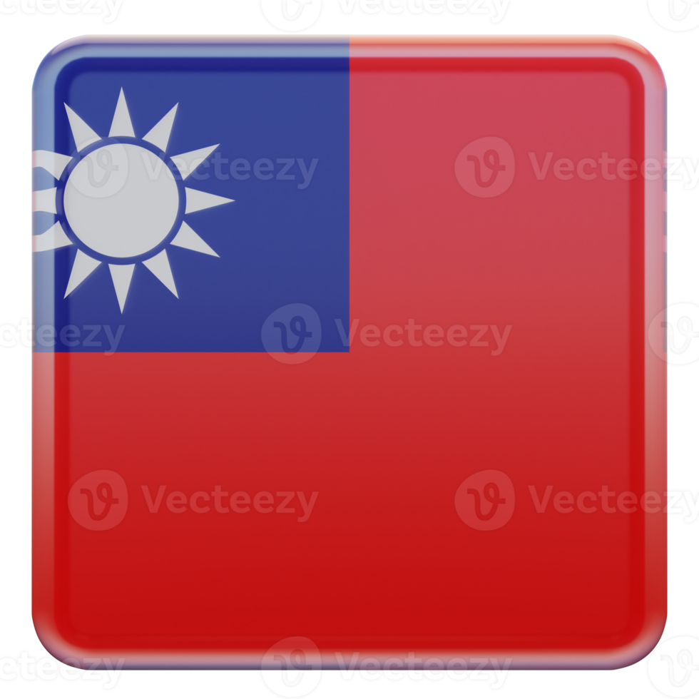taiwán república de china bandera cuadrada brillante texturizada 3d png