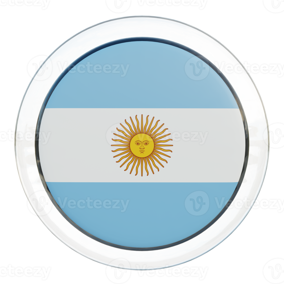 drapeau de cercle brillant texturé argentine 3d png