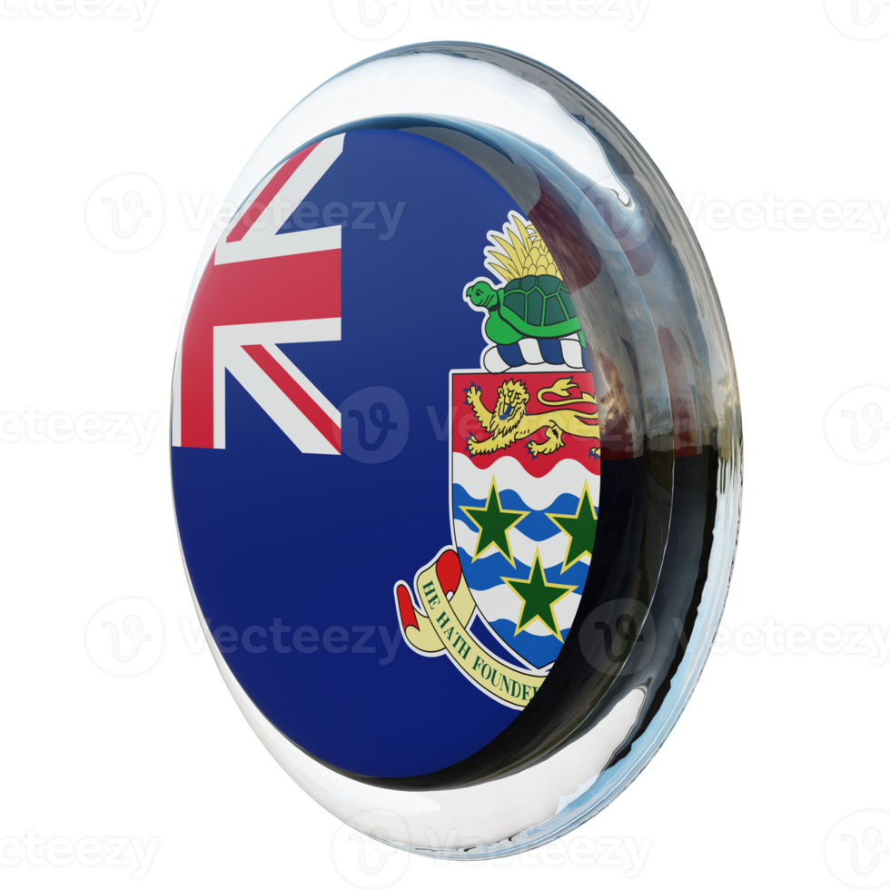 Cayman Islands Right View 3d textured glossy circle flag png