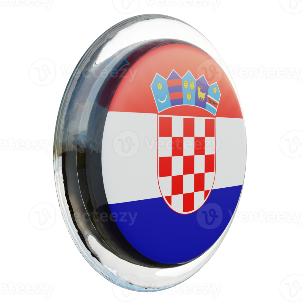 Kroatië links visie 3d getextureerde glanzend cirkel vlag png