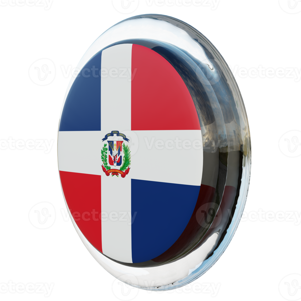 Dominican Republic Right View 3d textured glossy circle flag png