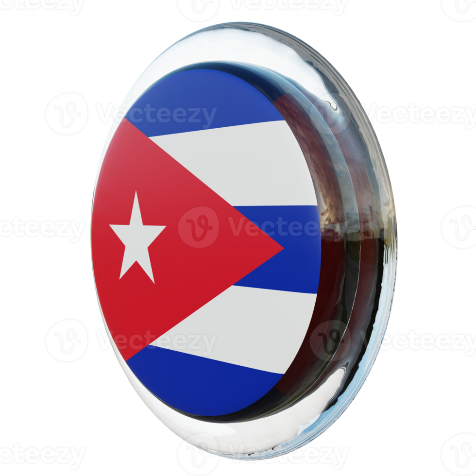 Cuba Right View 3d textured glossy circle flag png