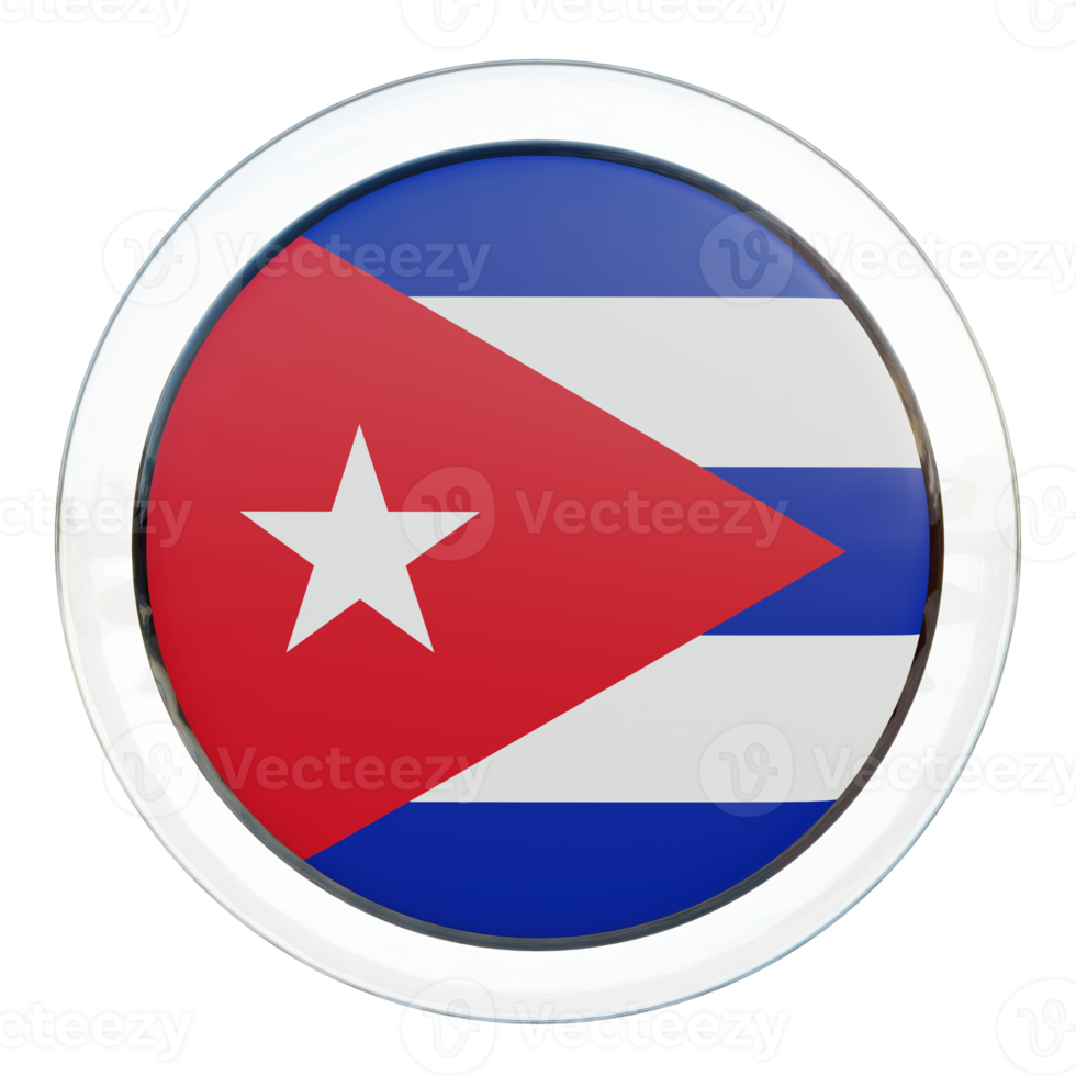 Cuba 3d textured glossy circle flag png