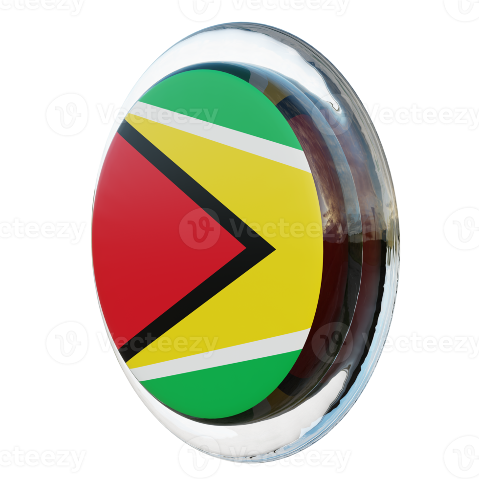 Guyana Right View 3d textured glossy circle flag png