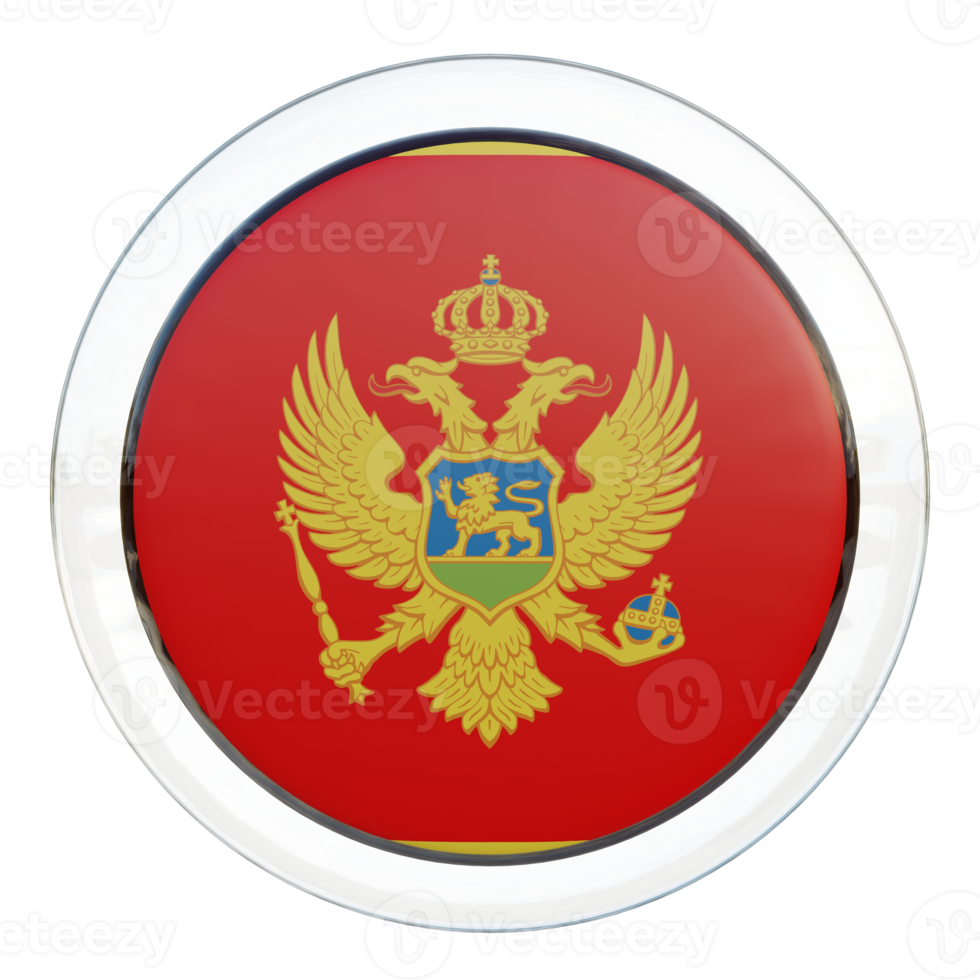 Montenegro 3d getextureerde glanzend cirkel vlag png
