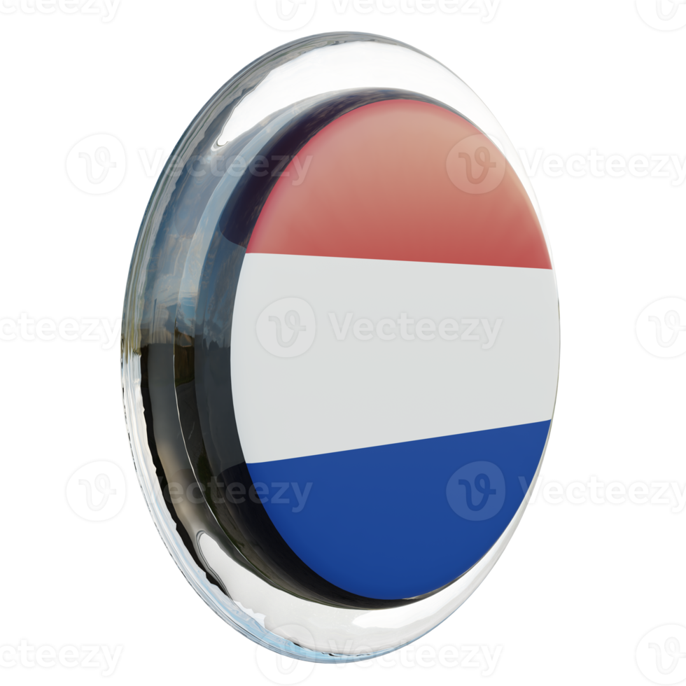 Netherlands Left View 3d textured glossy circle flag png