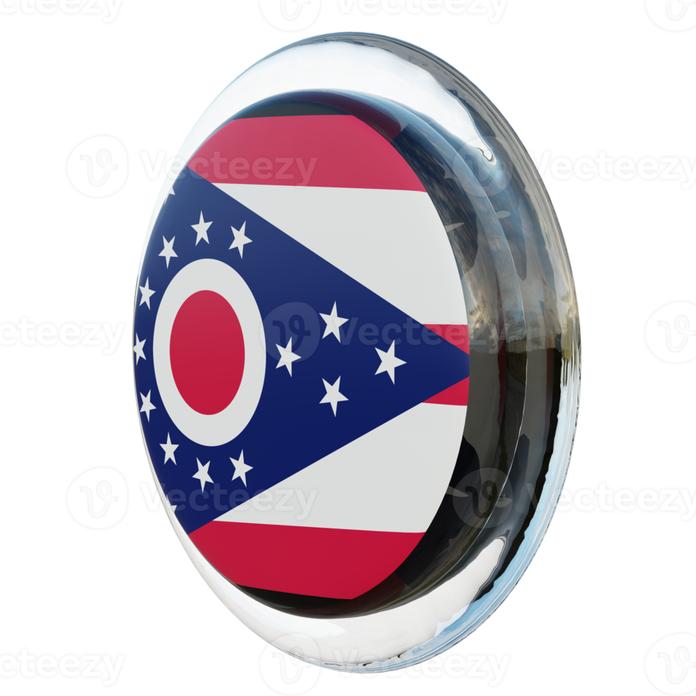 Ohio Right View 3d textured glossy circle flag png