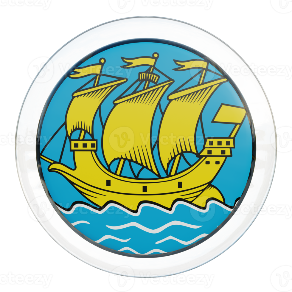 Saint Pierre and Miquelon 3d textured glossy circle flag png