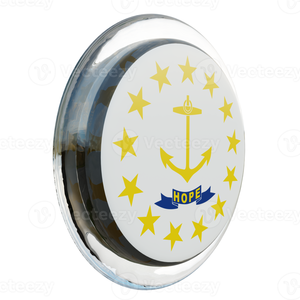 Rhode Island Left View 3d textured glossy circle flag png