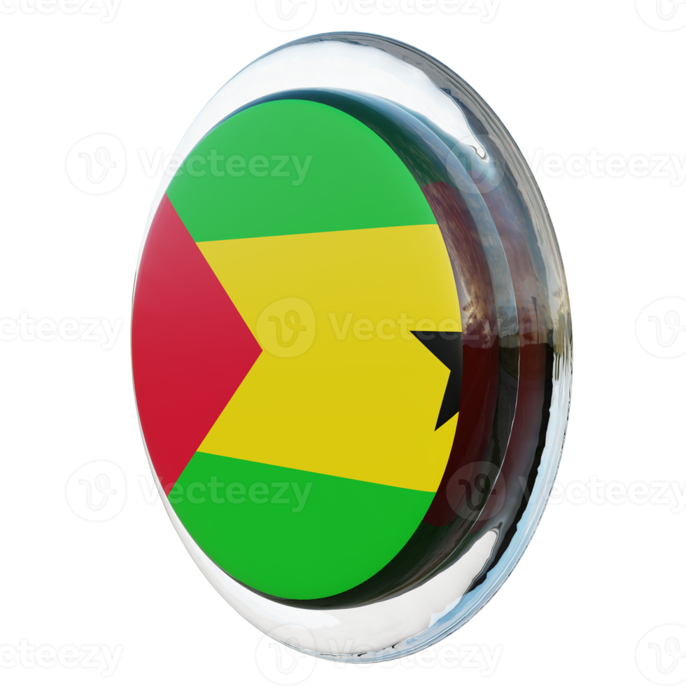 Sao Tome and Principe Right View 3d textured glossy circle flag png