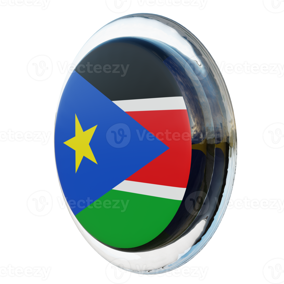 South Sudan Right View 3d textured glossy circle flag png