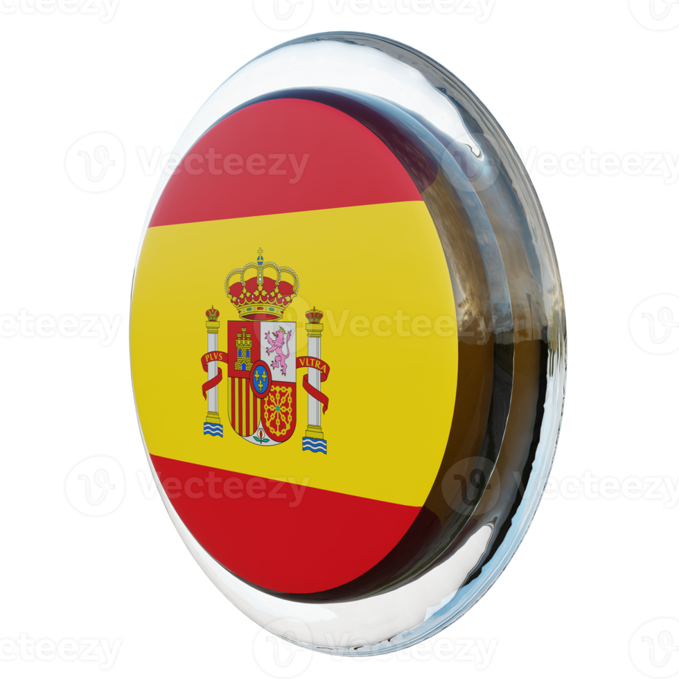 Spain Right View 3d textured glossy circle flag png