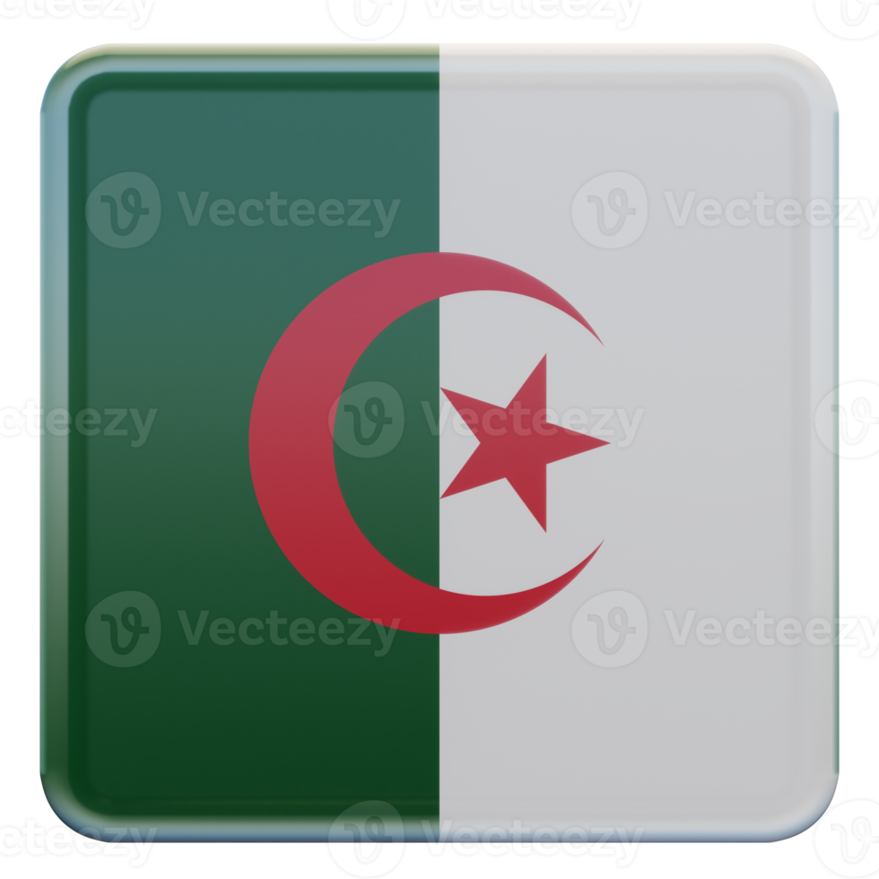 argélia 3d bandeira quadrada brilhante texturizada png