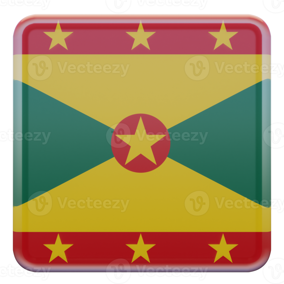 Grenada 3d textured glossy square flag png