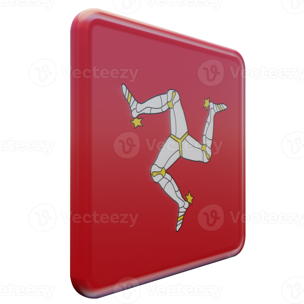 Isle of Mann Left View 3d textured glossy square flag png