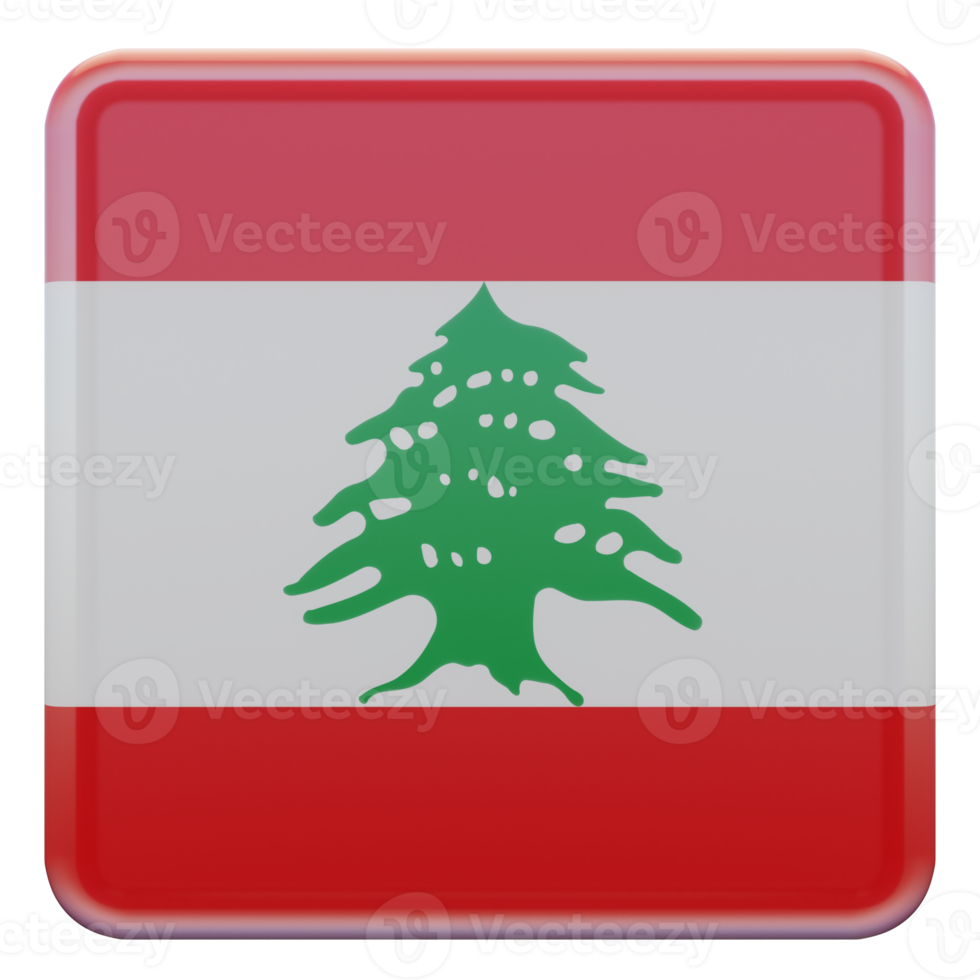 libanon 3d texturerad glansig fyrkant flagga png