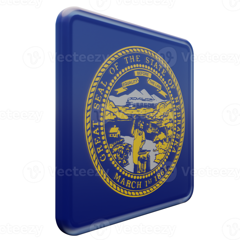 Nebraska Left View 3d textured glossy square flag png