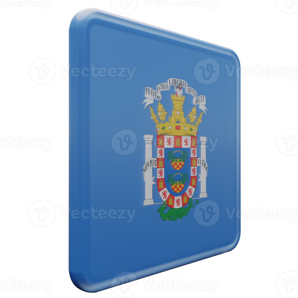 Melilla Left View 3d textured glossy square flag png