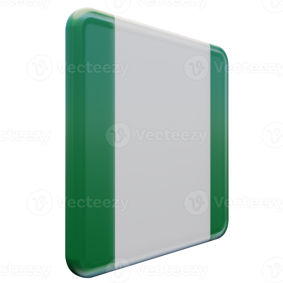 Nigeria Left View 3d textured glossy square flag png